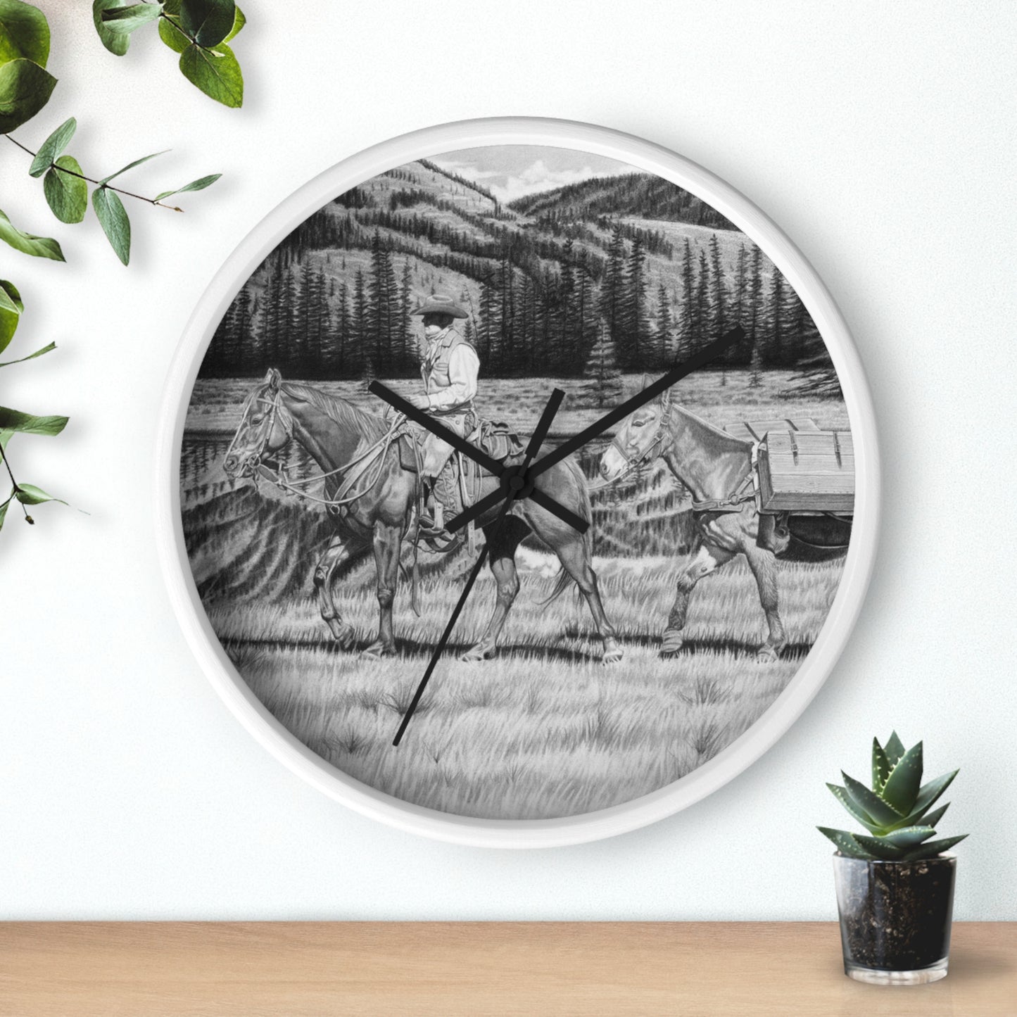 Wall Clock Vintage Farmhouse Decor, Western Theme Timepiece, Country Home Accent, Horse Lover Gift, Unique Wall Art
