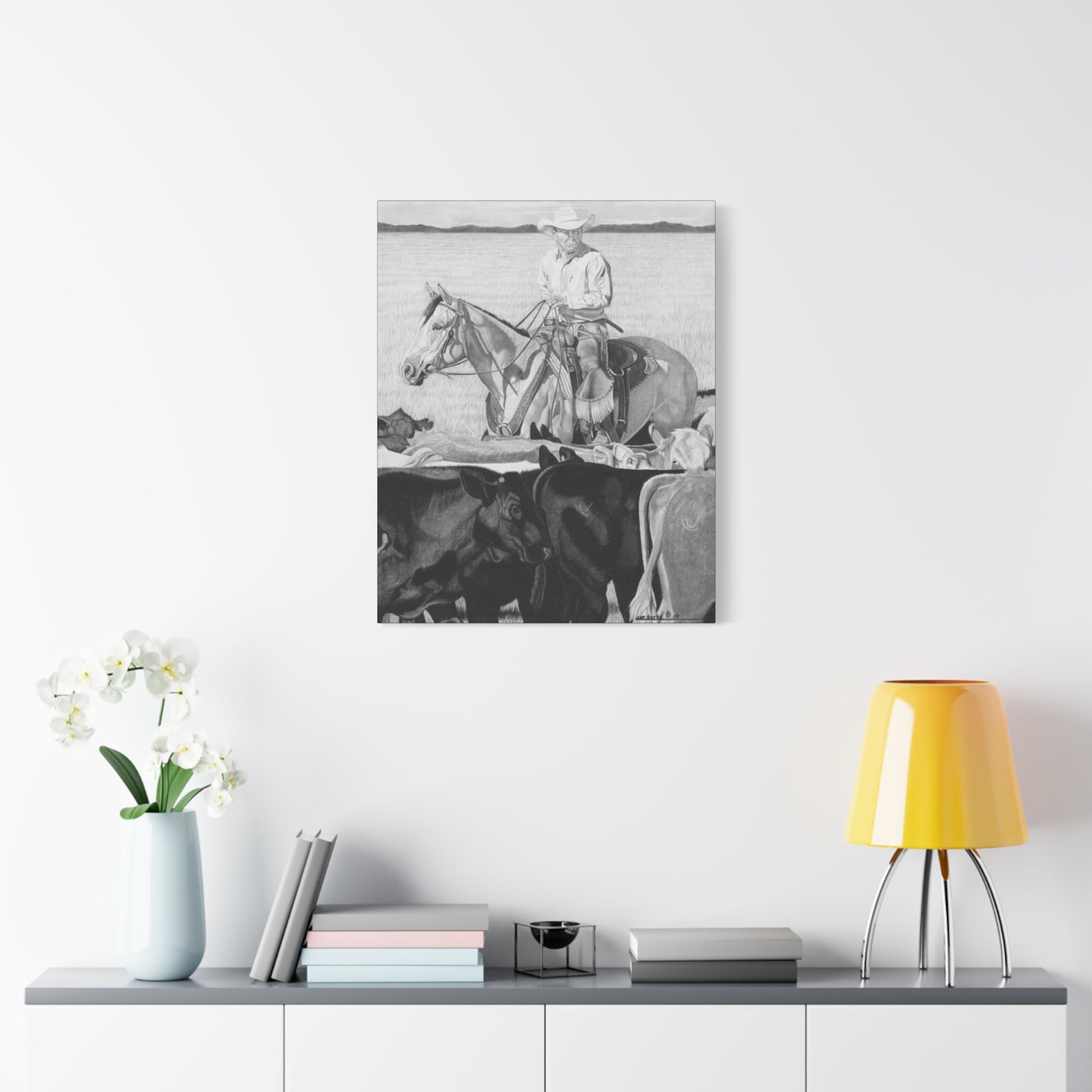 "Hot Day on The Job" western art on canvas