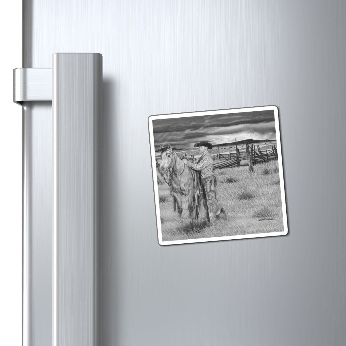 the coming storm Magnet — Western Ranch Black & White Art