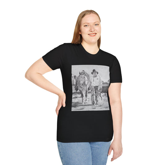 "On The Trail of Outlaw"  Western Art T-Shirt