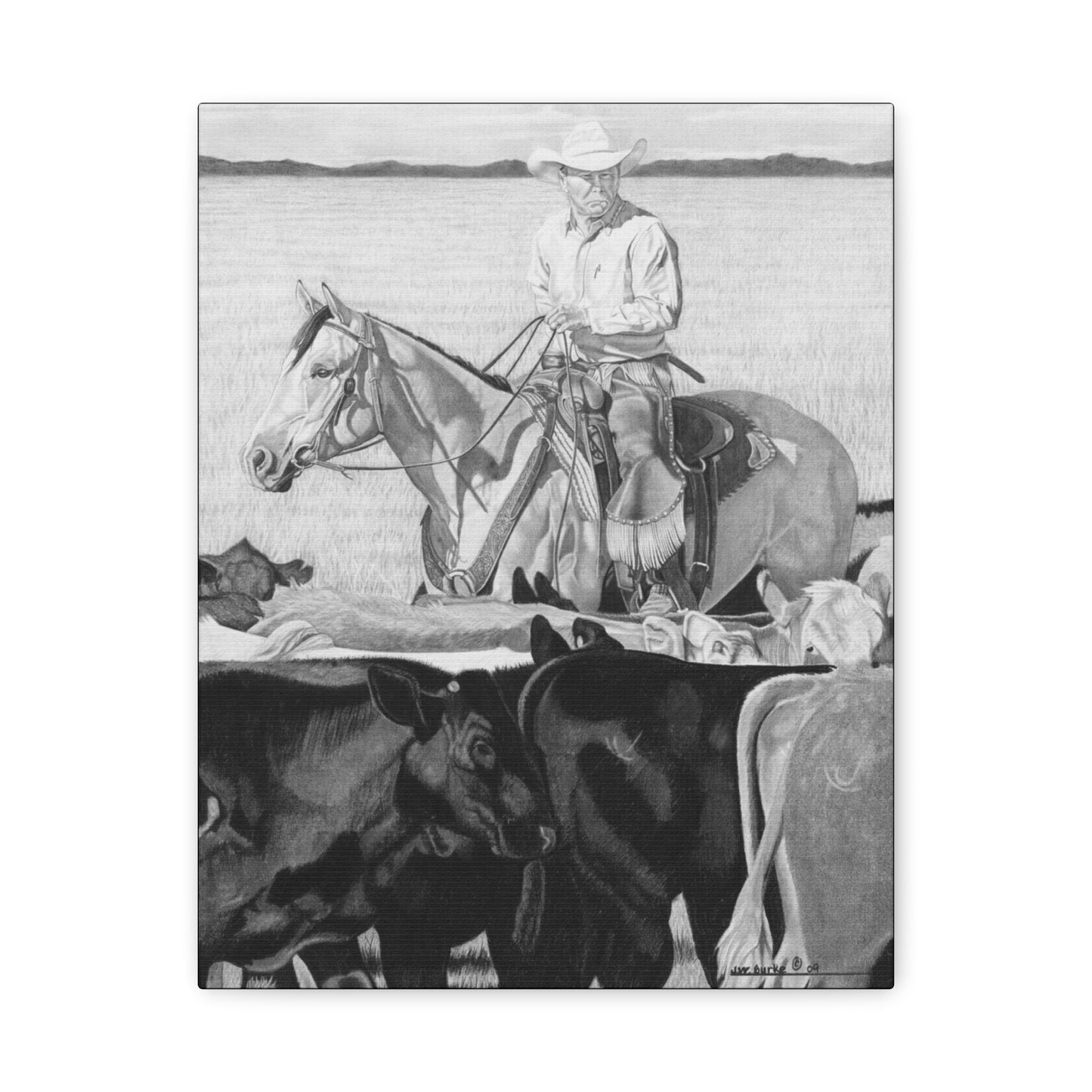 "Hot Day on The Job" western art on canvas