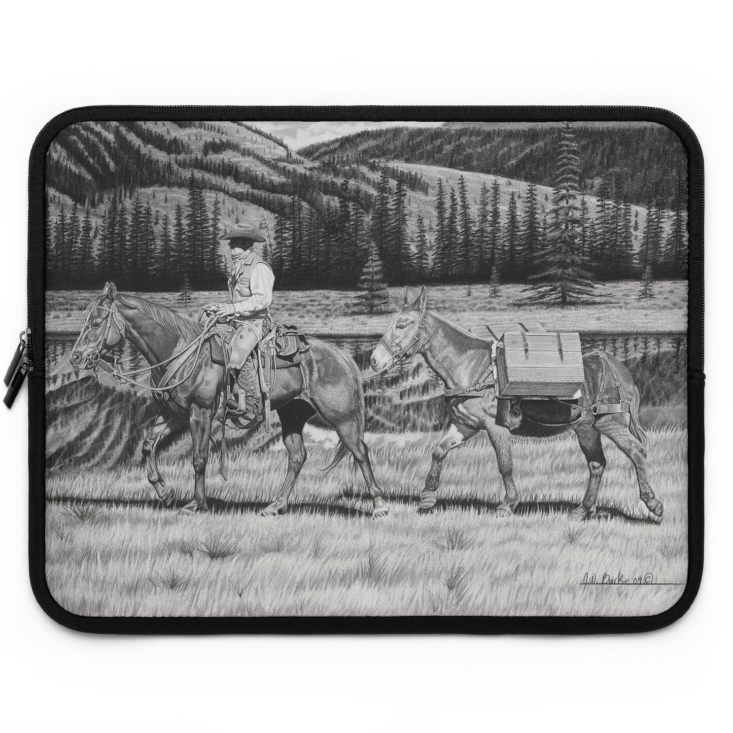 "Still Day on The Trail" Rustic Cowboy Laptop Sleeve, Western Cowpoke Case, Unique Gift for Ranch Lovers, Rodeo Accessories, Durable Tech Cover