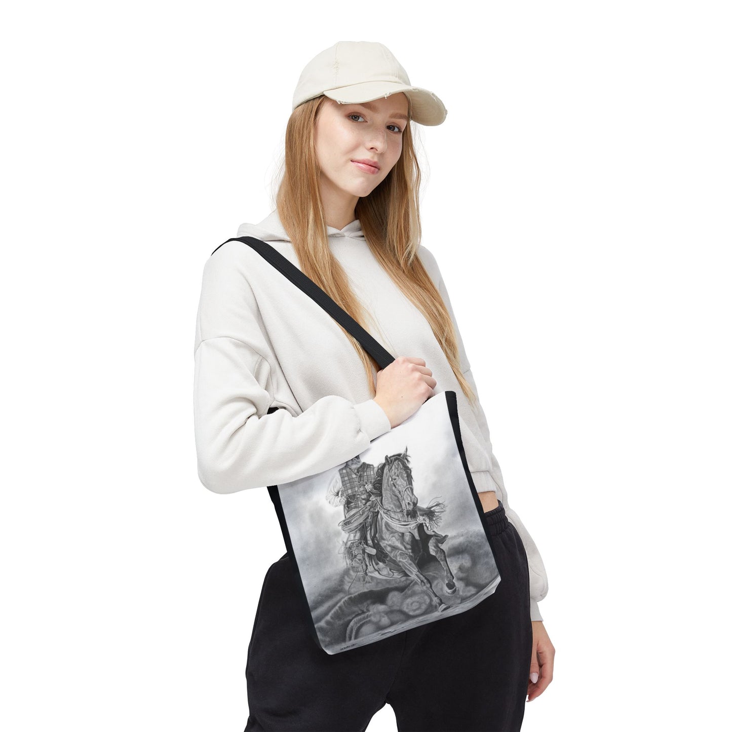 "Trouble  Up Ahead" Tote Bag, Western Style Shopping Tote, Equestrian Gift, Farmhouse Decor, Horse Lover Accessory