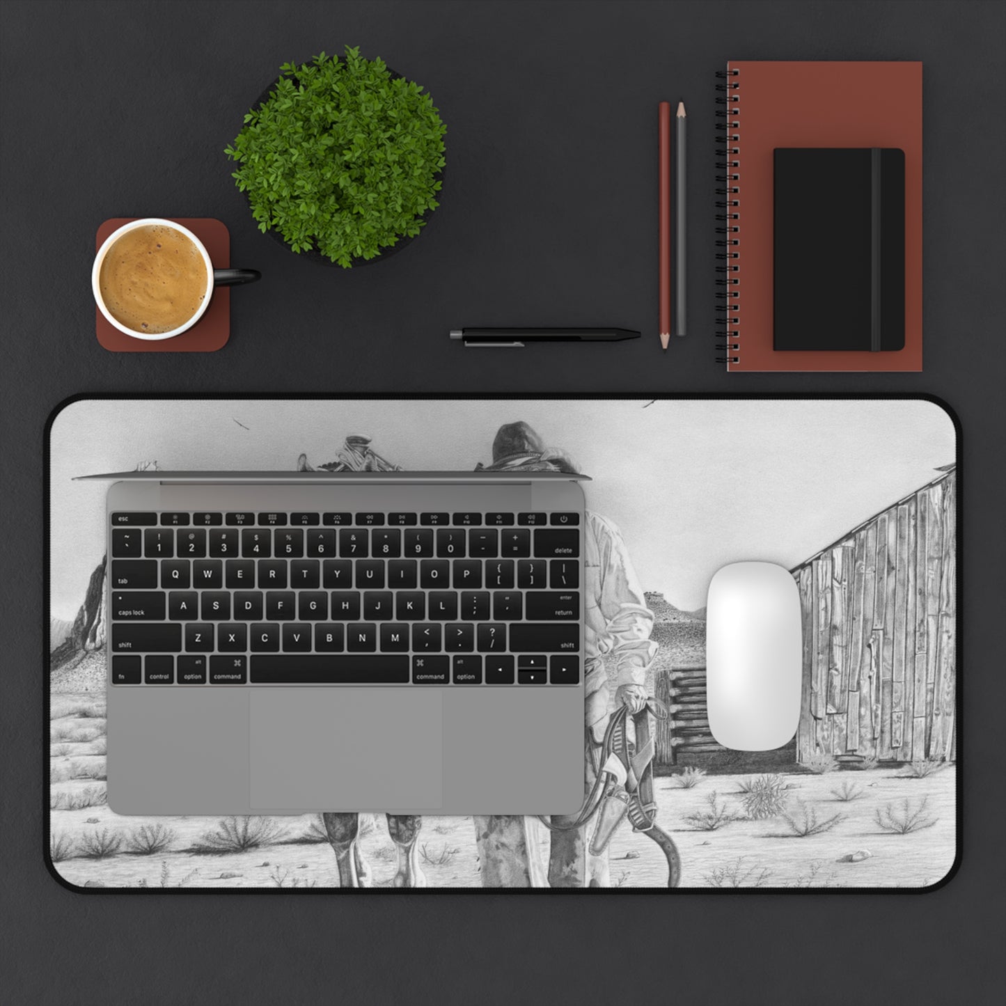 "On The Trail of Outlaw" Rustic Horseman Desk Mat - Western Decor, Cowboy Office Accessory, Horse Lovers Gift, Stylish Computer Mat, Rustic Home Office
