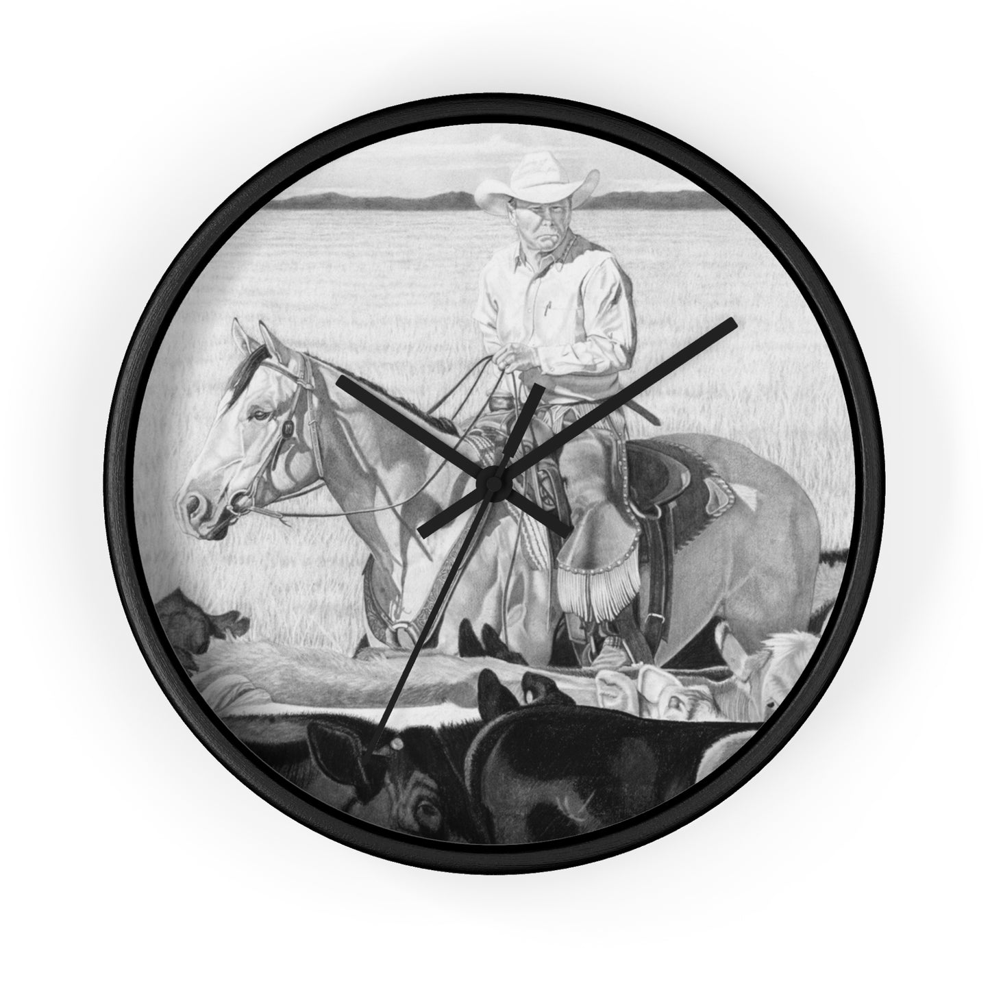 Wall Clock - Vintage Farmhouse Decor, Western Theme Timepiece, Country Home Accent, Horse Lover Gift, Unique Wall Art