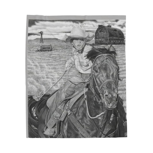 "The Real Billy the Kid"  Cozy Cowboy Velveteen Plush Blanket | Western Decor, Gift for Horse Lovers, Camping Blanket, Soft Throw, Farmhouse Style