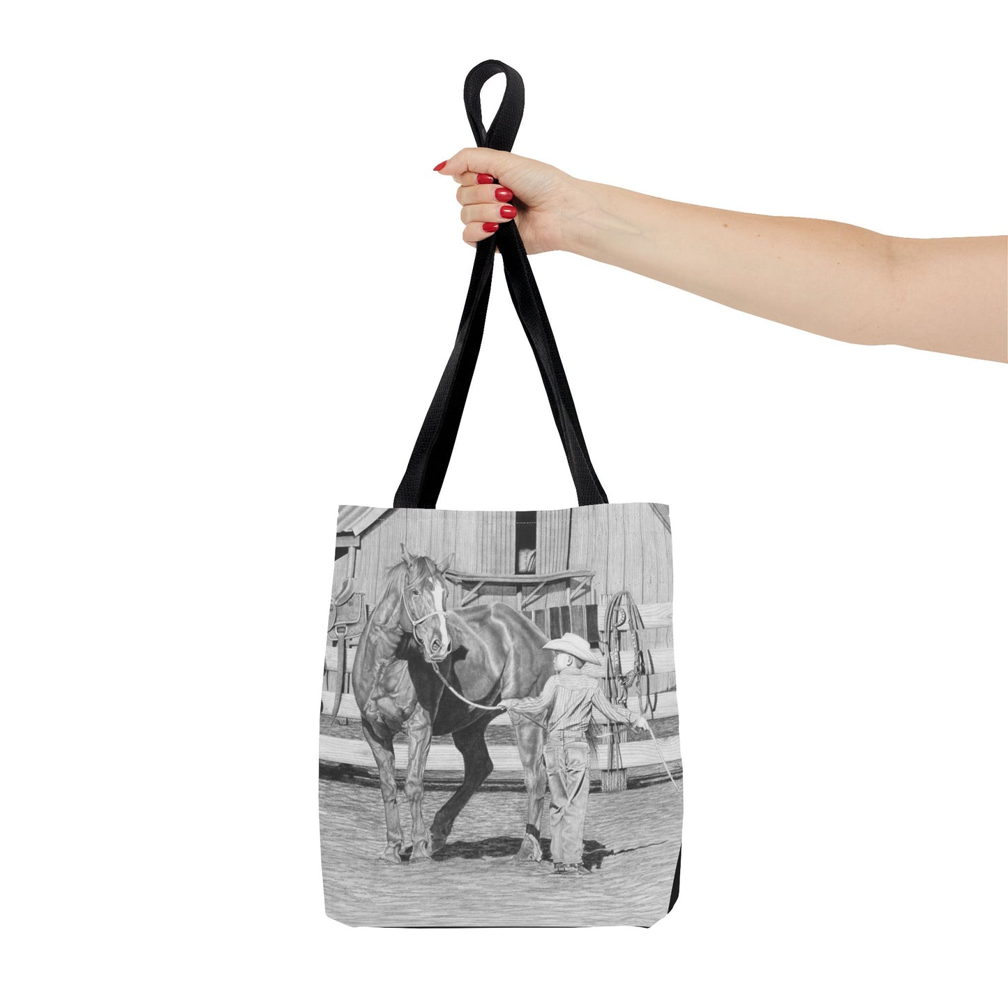 "Tall Task for a Little  Cowboy"  Tote Bag, Western Style Shopping Tote, Equestrian Gift, Farmhouse Decor, Horse Lover Accessory
