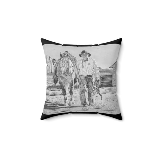 On The trail of the Outlaw Rustic Cowboy Decor Pillow, Western Home Accent, Farmhouse Throw Pillow, Gift for Horse Lovers, Country Style Cushion