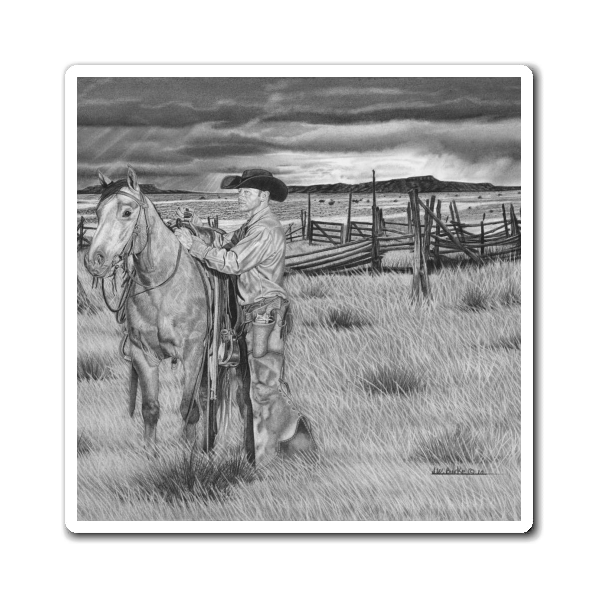the coming storm Magnet — Western Ranch Black & White Art
