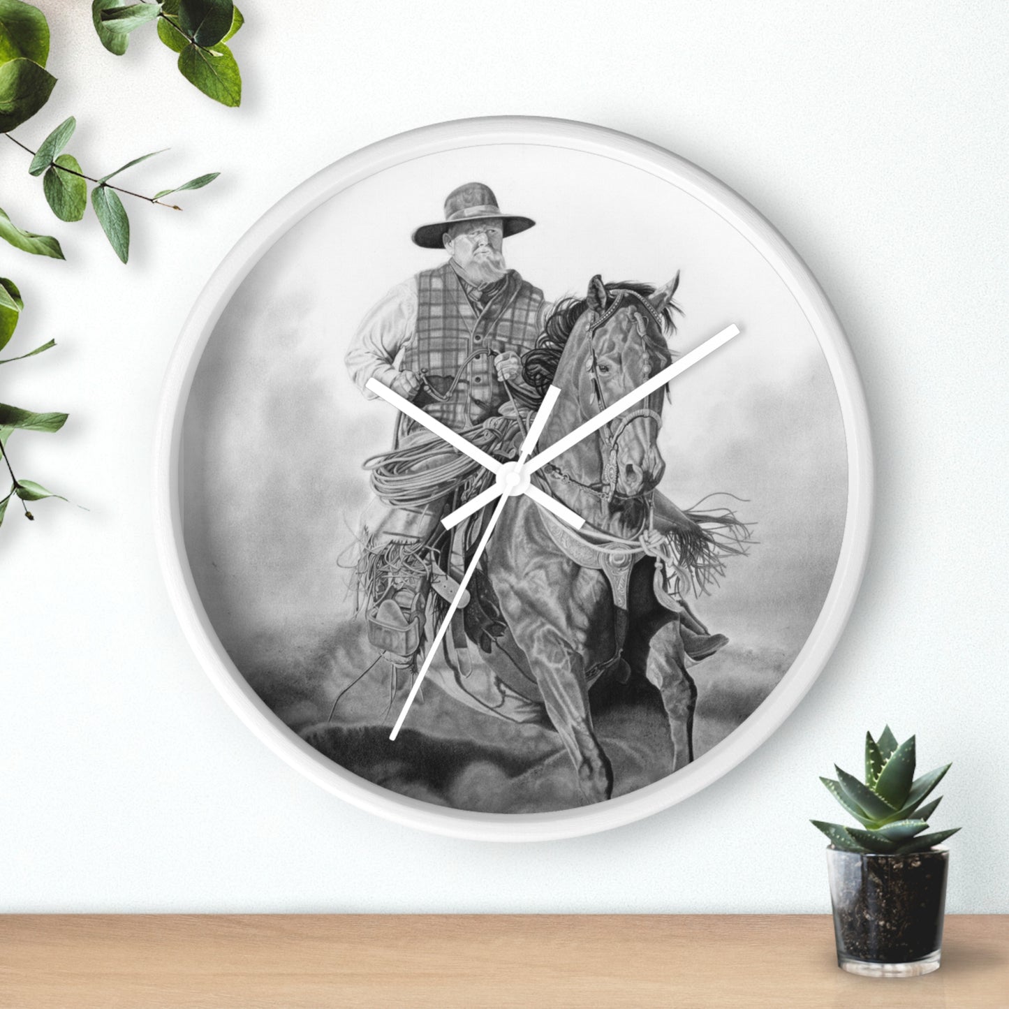 Wall Clock - Vintage Farmhouse Decor, Western Theme Timepiece, Country Home Accent, Horse Lover Gift, Unique Wall Art