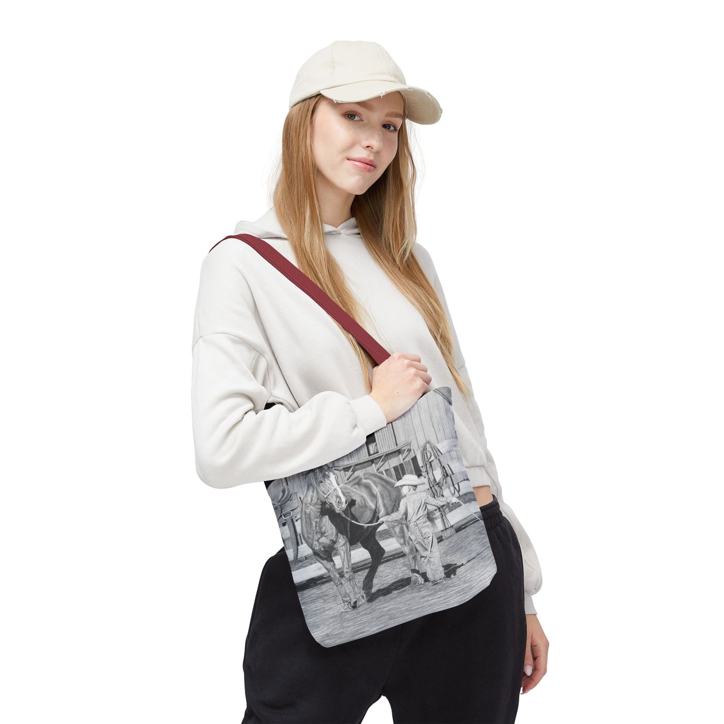 "Tall Task for a Little  Cowboy"  Tote Bag, Western Style Shopping Tote, Equestrian Gift, Farmhouse Decor, Horse Lover Accessory