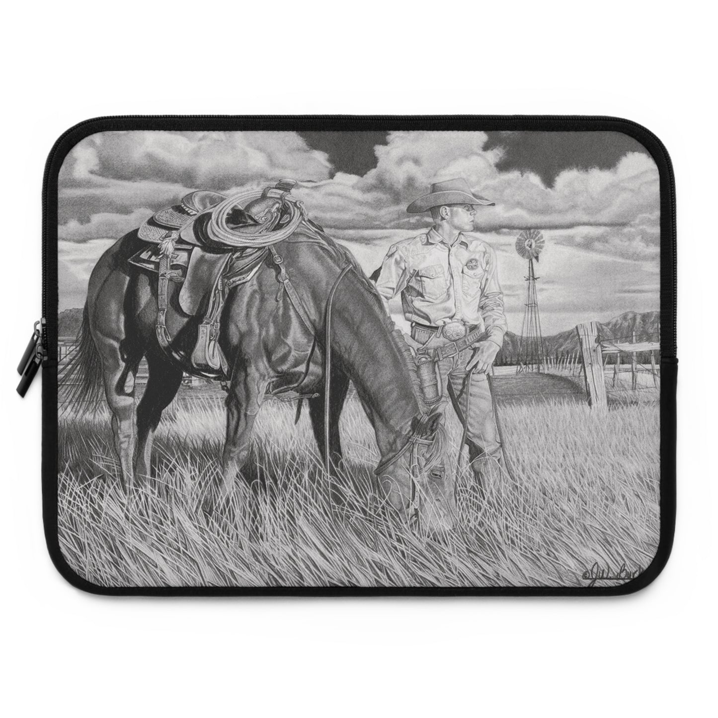 Young Cowboy Dream, Cowboy Laptop Sleeve, Unique Gift for Ranch Lovers, Rodeo Accessories, Durable Tech Cover