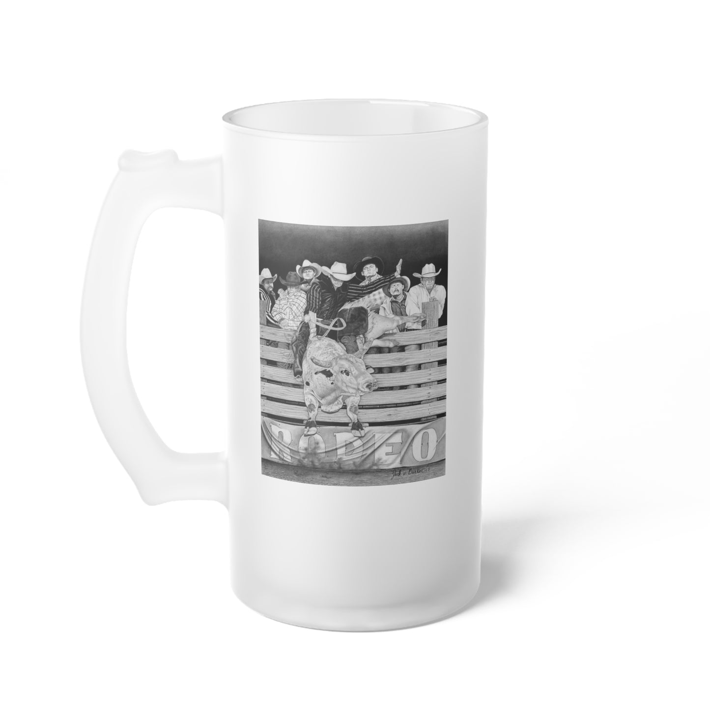 Frosted Glass Beer Mug with Vintage Art, Unique Gift for Beer Lovers, Perfect for Home or Bar, Great for Celebrations, Customizable