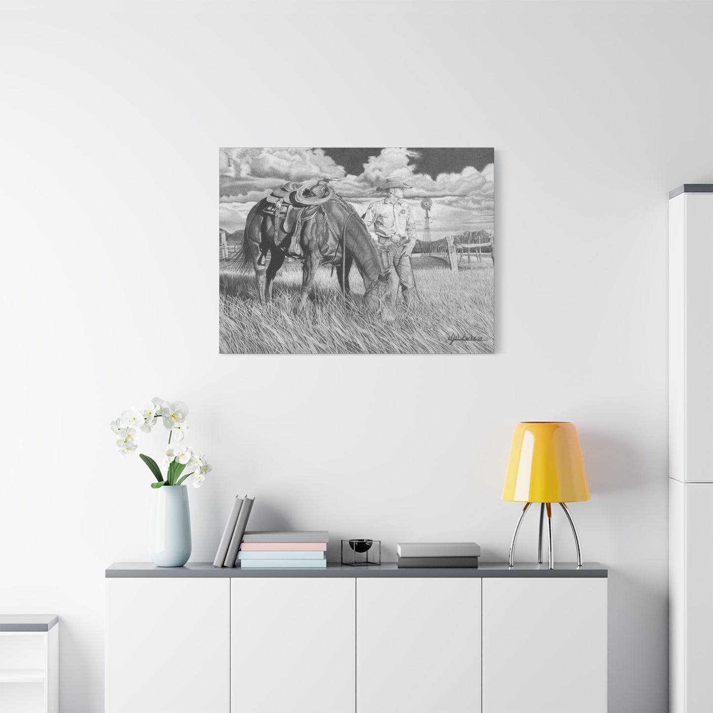 Young Cowboy Dream western art on canvas