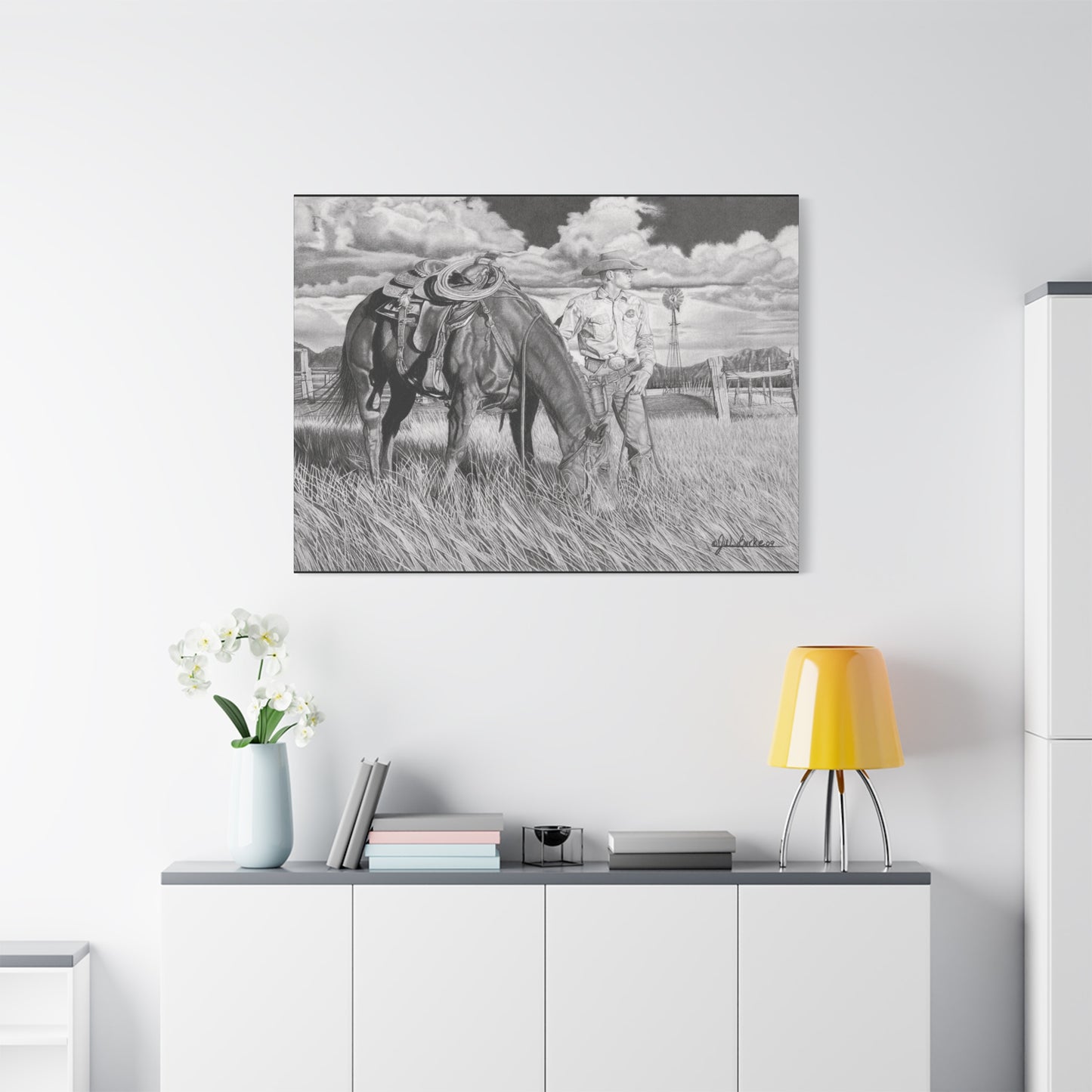 Young Cowboy Dream western art on canvas