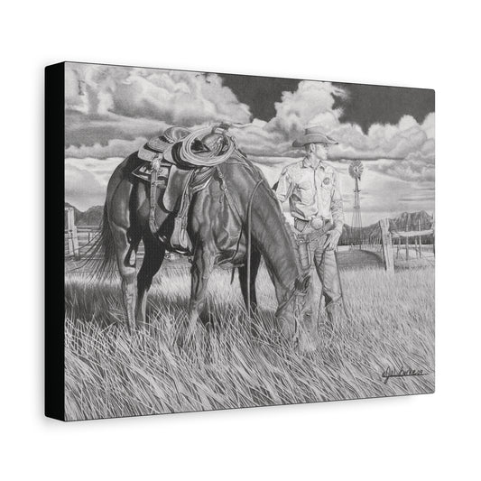 Young Cowboy Dream western art on canvas