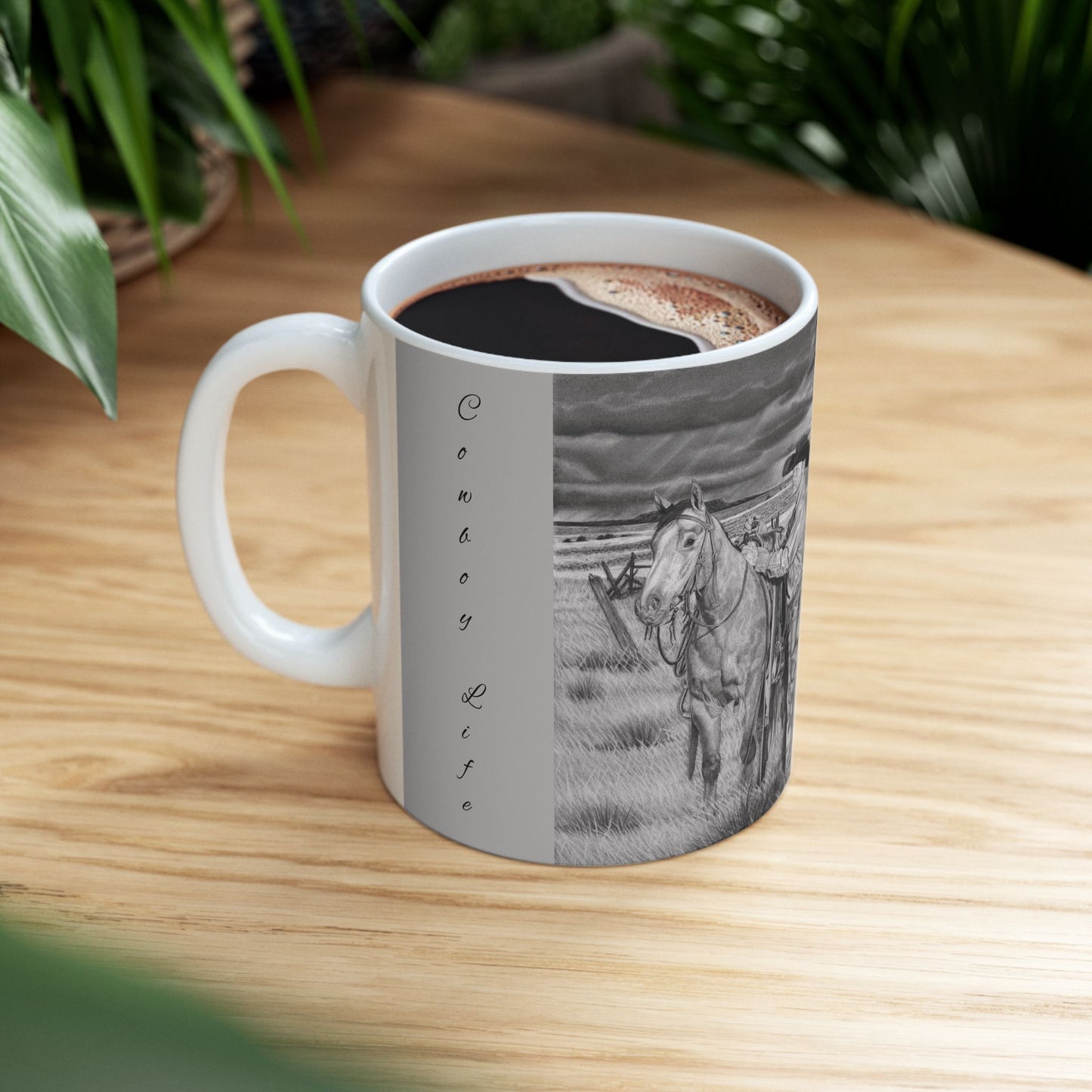 "The coming Storm"  Rustic Horse Lover Mug, Cowboy Decorative Coffee Cup, Horseback Riding Gift, Country Home Decor, Equestrian Tea Mug