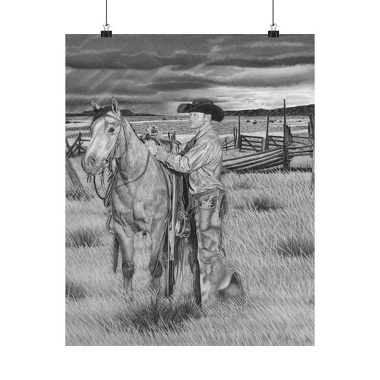 "The Coming Storm" Cowboy Wall Art, Western Decor, Rustic Home Aesthetic, Gift for Horse Lovers, Matte Vertical Posters, Equine Artwork