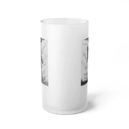 "Storm a Brewing" Frosted Glass Beer Mug with Vintage Art, Unique Gift for Beer Lovers, Perfect for Home or Bar, Great for Celebrations, Customizable