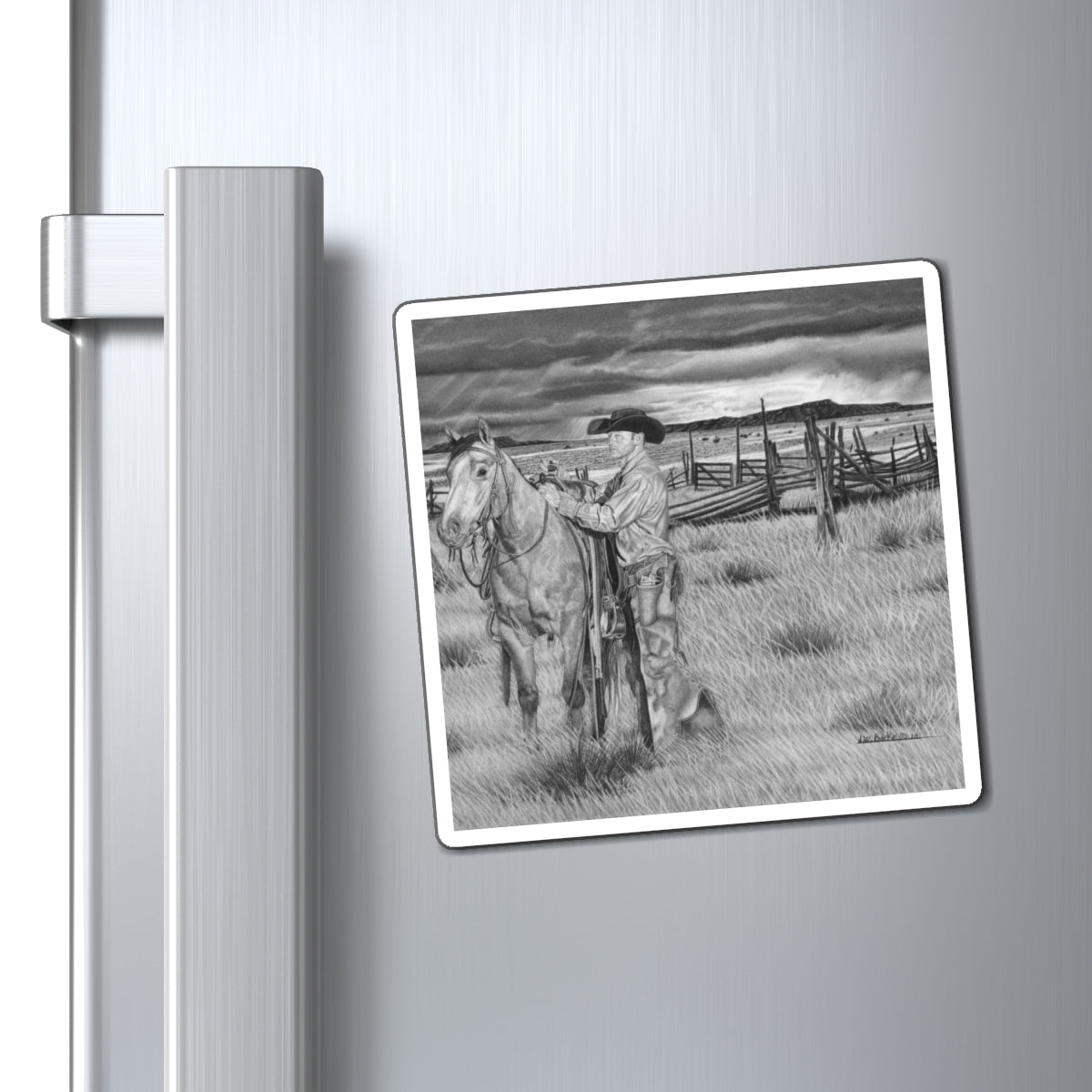 the coming storm Magnet — Western Ranch Black & White Art