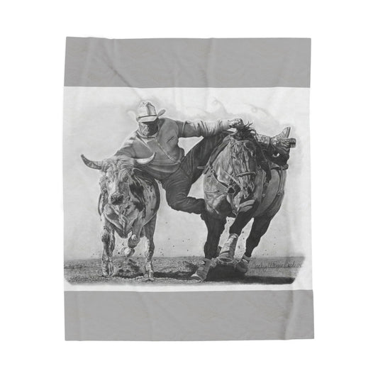 "Cowboy Life # 1" Cozy Cowboy Velveteen Plush Blanket | Western Decor, Gift for Horse Lovers, Camping Blanket, Soft Throw, Farmhouse Style