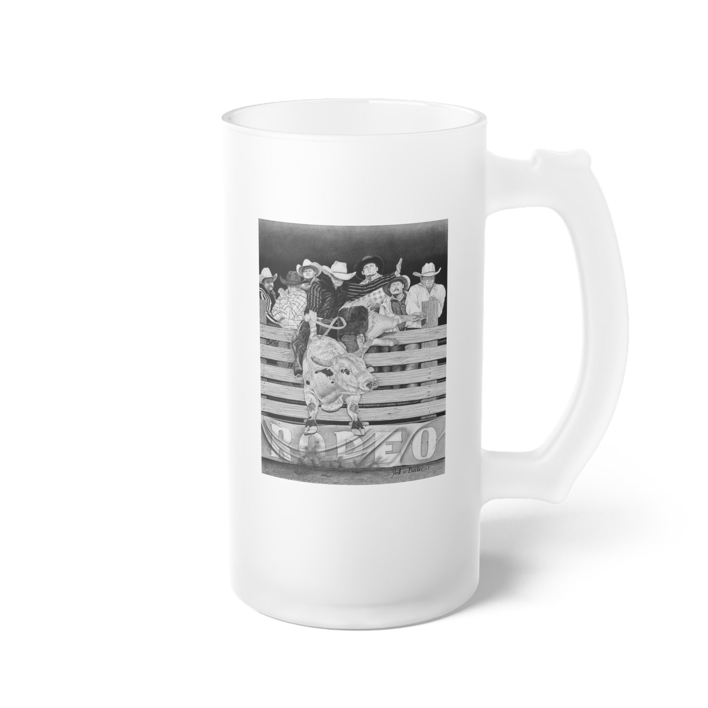Frosted Glass Beer Mug with Vintage Art, Unique Gift for Beer Lovers, Perfect for Home or Bar, Great for Celebrations, Customizable