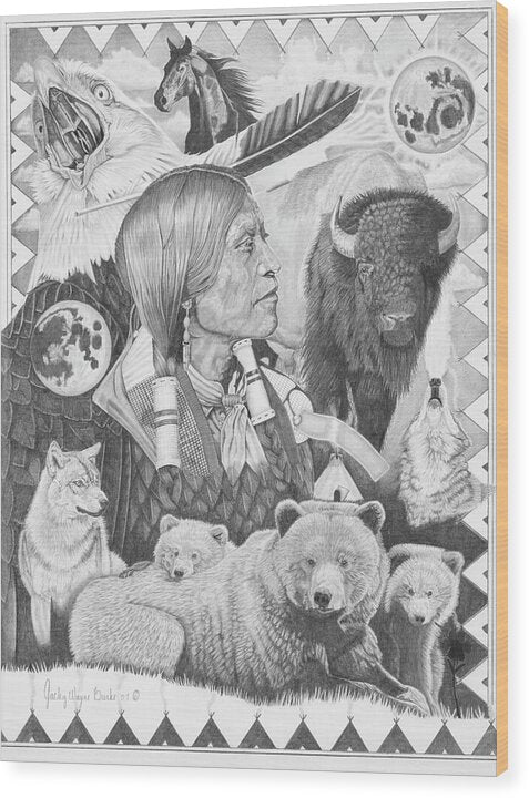 Two Moon Apache Dream - Wood Print